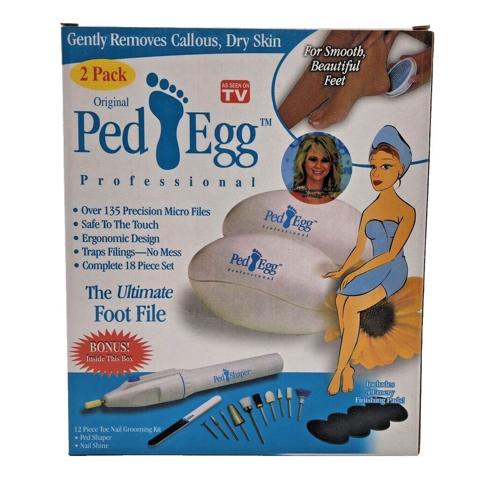 NIP Ped Egg Professional Pedicure 18 Piece Kit Nail Grooming with 2 pk PedEgg